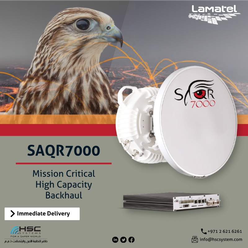 Experience lightning-fast connectivity with our SAQR7000 microwave link! Perfect for long-distance communication. #HSCS #forasaferworld #Lamatel #backhaul #microwave #saqr7000 #communication #نتصدر_المشهد #نعمل_نخلص