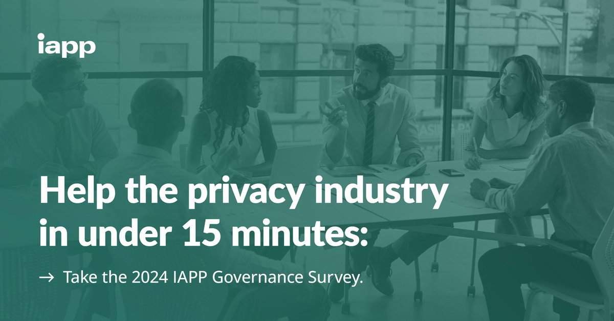 The IAPP Governance Survey for 2024 is accepting responses, but the survey closes soon! The data gathered will be used to create the Privacy Governance Report 2024 and other important IAPP research. Please take the survey before it closes on 28 May: bit.ly/44v9YiI