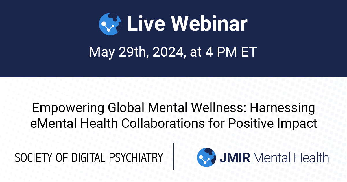 Join the conversation! 'Empowering Global Mental Wellness' #Webinar on May 29 explores the power of #eMentalHealth collaboration. 

@AnilT6 & @JohnTorousMD discuss improving #mentalhealth outcomes worldwide. 

Register: hubs.la/Q02xhTKz0  

#PsychTwitter