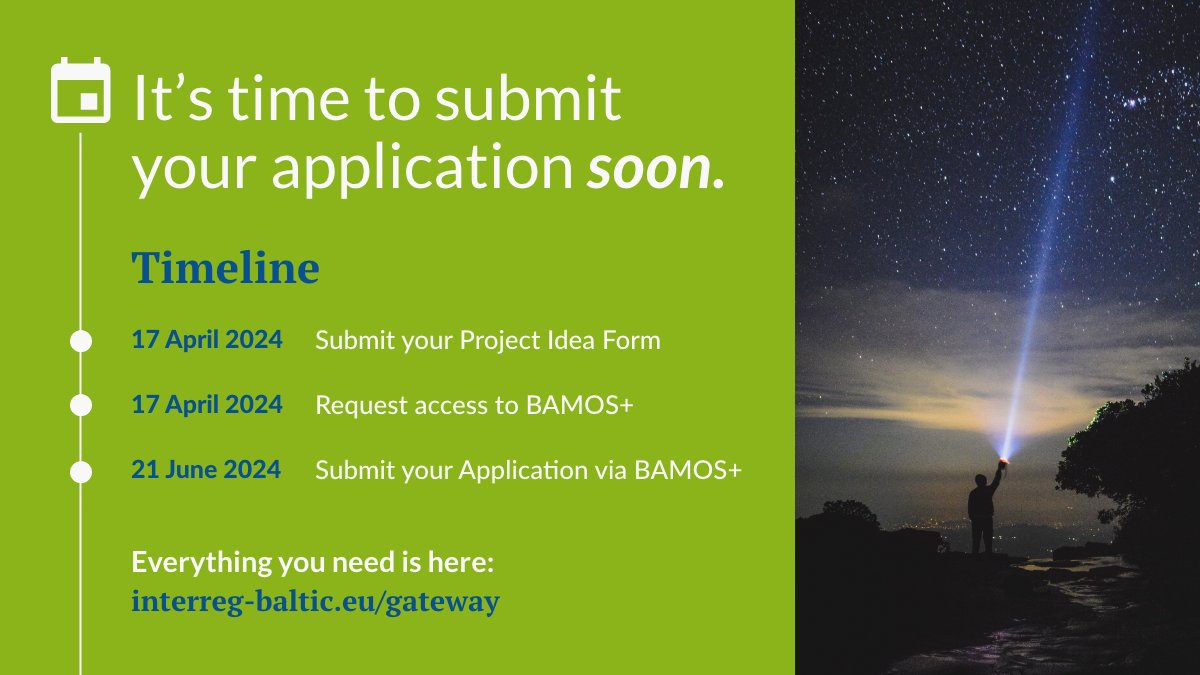 ⏰The clock is ticking! Only one month left to submit your full application! 📋 More on the gateway: interreg-baltic.eu/gateway/ #interreg #balticsearegion