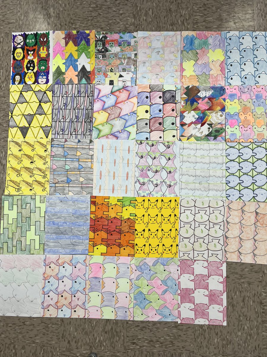 End of year tessellation projects from period 12 #MathIsFun #3140Culture