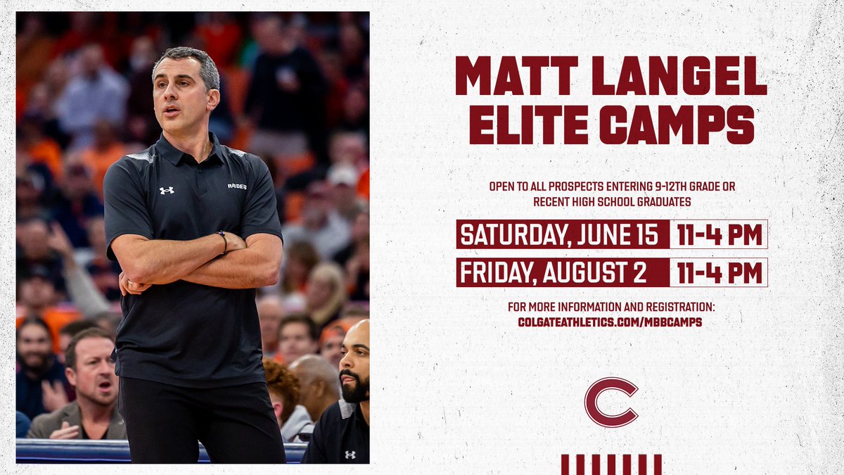 𝐂𝐚𝐦𝐩 𝐰𝐢𝐭𝐡 𝐭𝐡𝐞 𝐜𝐡𝐚𝐦𝐩𝐬. Make sure to reserve your spot for our upcoming 𝐄𝐥𝐢𝐭𝐞 𝐂𝐚𝐦𝐩 on Saturday, June 15! ➡️ colgateathletics.com/mbbcamps #GoGate