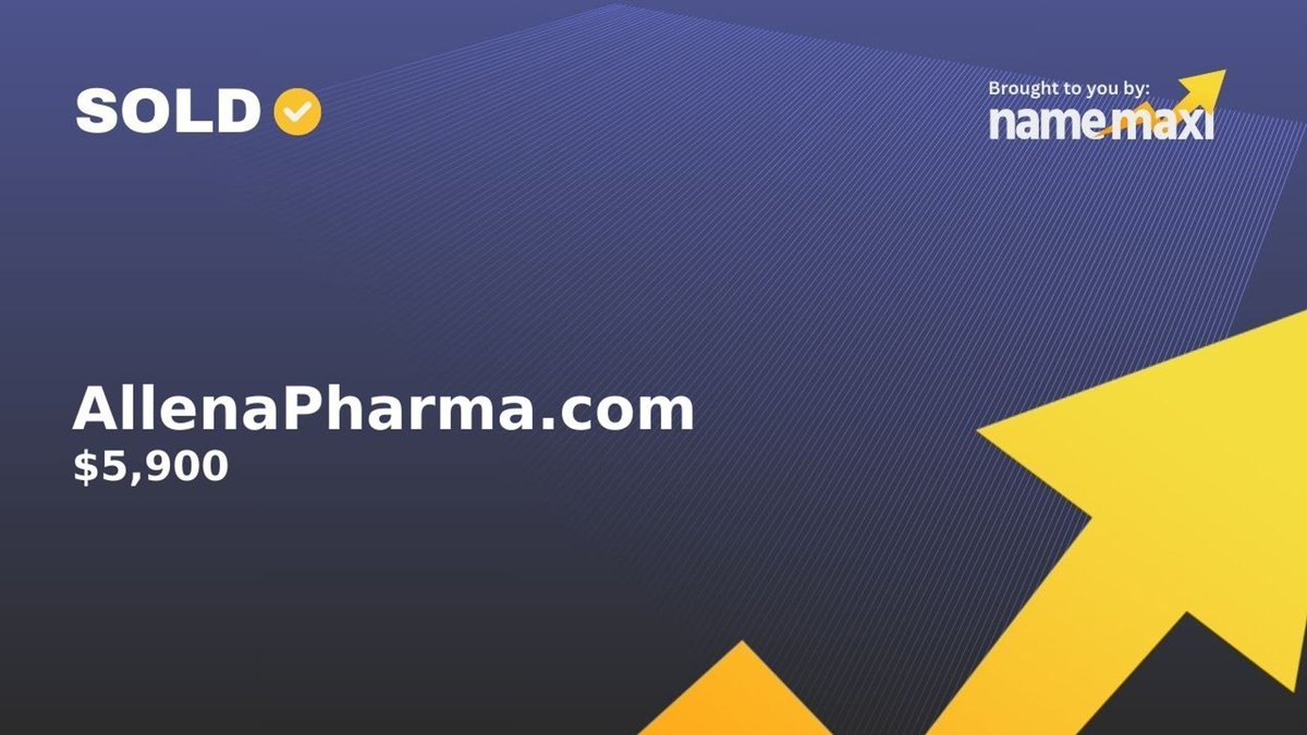 Domain Sold!
✅AllenaPharma․com sold for $5,900
🛒Sold via GoDaddy
📅May 20, 2024

Similar domains:
namemaxi.com/suggestion?sea…