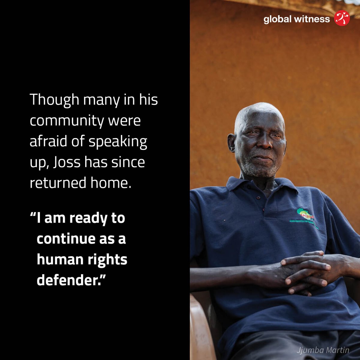 This is Joss - one of many people detained for challenging the devastating new oil pipeline #EACOP But even after six months in brutal prison conditions, he won't stop defending his community from polluters Read stories from the frontlines⬇️ gwitness.org/3uGreUy