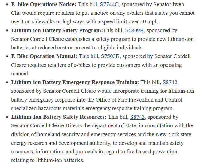 The specific lithium ion safety bills being passed today by Dems in the state Senate