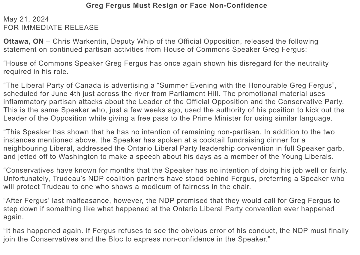 ❌FERGUS MUST RESIGN❌ Greg Fegus has proven himself unfit for the Office of Speaker of the House. This latest partisan event shows Fergus has no desire to show neutrality or impartiality, a key requirement for Speaker. Fergus has lost confidence in the House. Time to go.