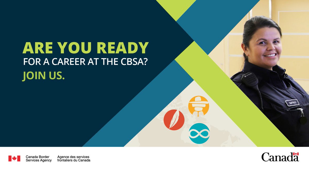 The #CBSA invites Indigenous Peoples to a virtual presentation on May 28 to learn about a career as a #BorderServices officer.

Register: Recruitment_Events-Evenement_Recrutement@cbsa-asfc.gc.ca

#LawEnforcement 
#CBSAJobs