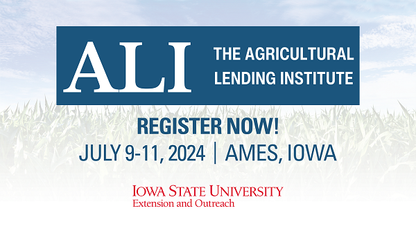 Ag lending professionals can gain insights for navigating the unique opportunities and risks during the Agricultural Lending Institute Midwest, set for July 9-11 at Iowa State University. extension.iastate.edu/news/iowa-stat…