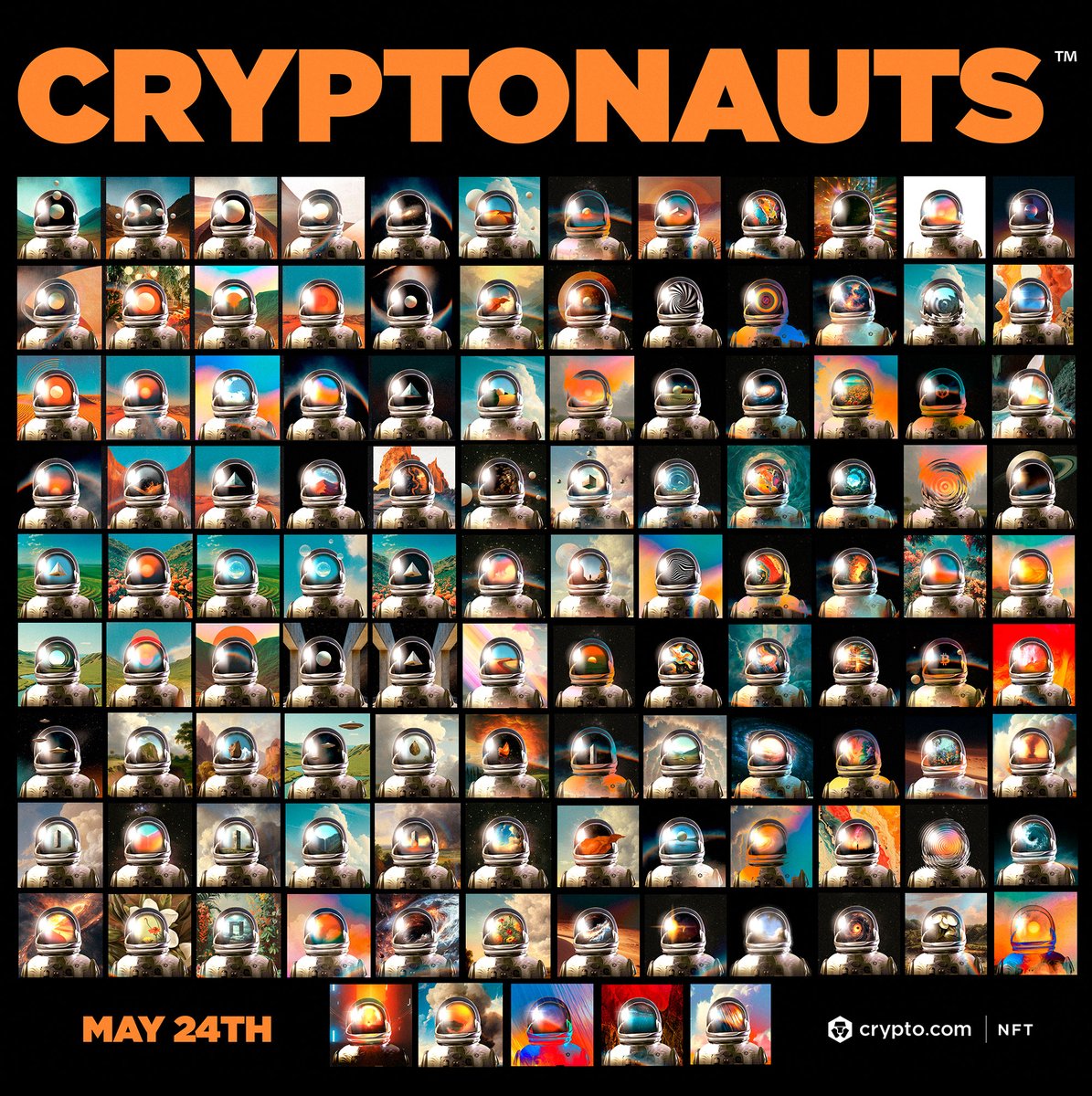 The Cryptonauts new generation are almost here! 🚀 115 new avatars. 108 of them 1/1s 🪐 Join the crew crypto.com/nft/drops-even…