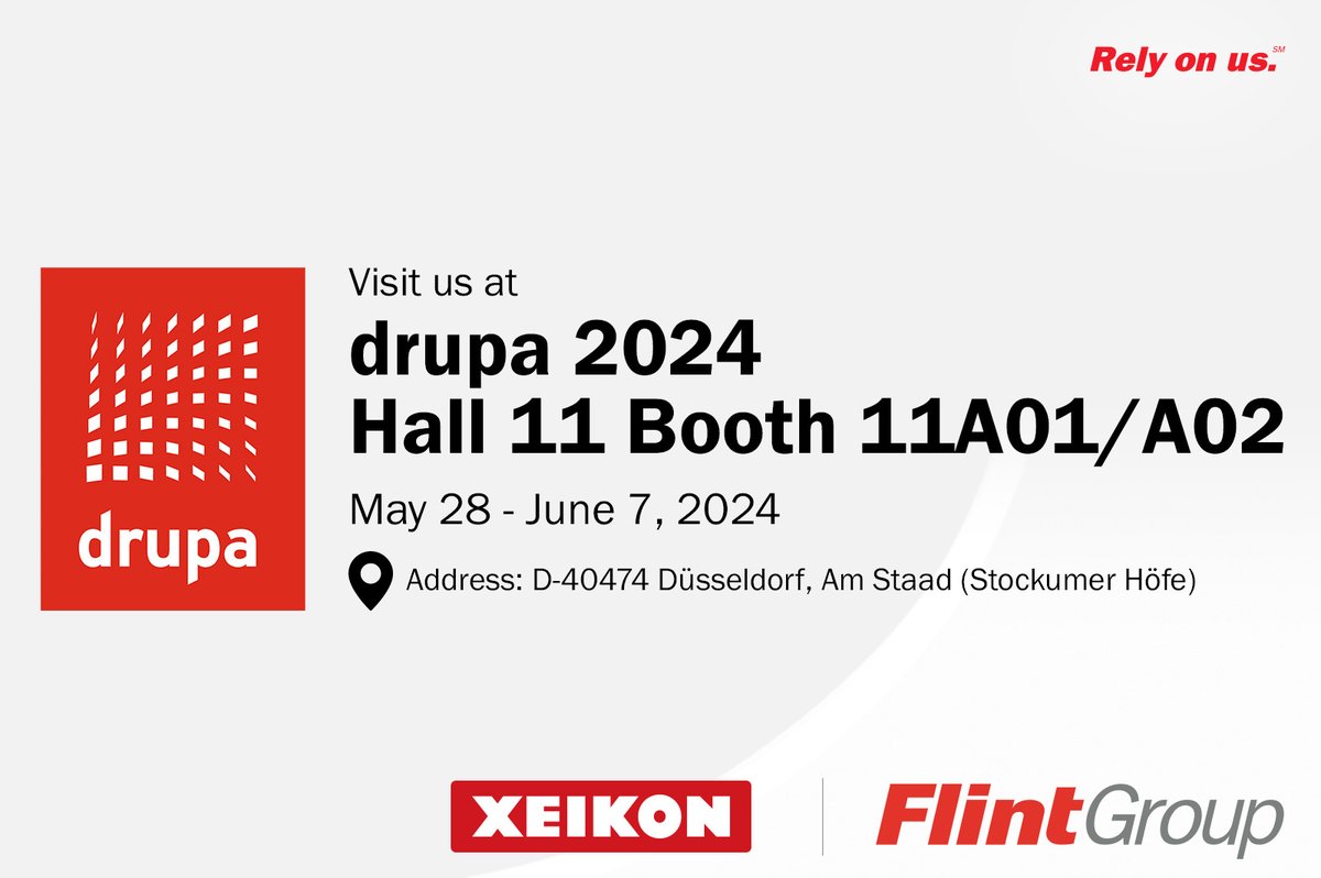 #FlintGroup and @Xeikon are preparing to showcase the newest advancements in print technology at #drupa2024 in Düsseldorf. Discover innovative solutions in print and packaging designed to revolutionise your business - bit.ly/3UHIpzG

#Xeikon #drupa #RelyOnUs @drupa