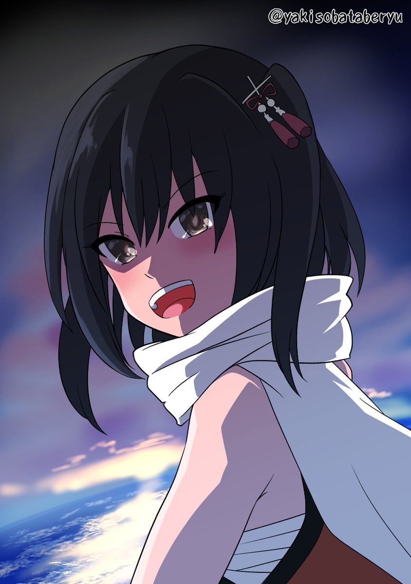 sendai (kancolle) ,sendai kai ni (kancolle) 1girl solo looking at viewer smile open mouth short hair black hair  illustration images