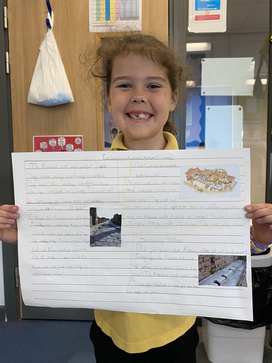 EastfieldPSHull's tweet photo. In writing this week, #3AR finished writing up their fascinating non-chron reports all about Roman inventions. #EPSWriting https://t.co/JeEqFDc3sK