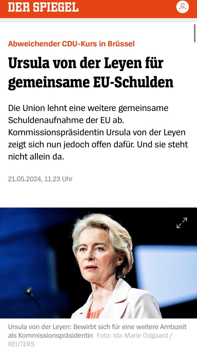 EU-Kommissionspräsidentin von der Leyen will neue gemeinsame EU-Schulden und zeigt damit, dass ihr das eigene CDU-Parteiprogramm egal ist – das ist ökonomisch fatal und Politik zu Lasten unserer Kinder und Enkel. Solide Finanzen gibt es nicht, wenn man Frau von der Leyen wählt.