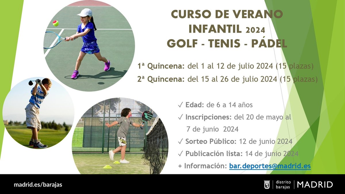 JMDBarajas's tweet photo. 🔴Plazo abierto a cursos de verano gratuitos de #bádminton, #golf, #tenis y #pádel.

ℹhttps://t.co/RbBCGQeNxl https://t.co/N5MknHVfZR