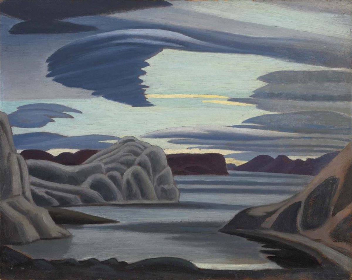 LAWREN HARRIS (1885 - 1970), 'Lake Harbour, South Shore, Baffin Island, Morning', 1930. National Gallery of Canada, Ottawa, Ontario, Canada. #LawrenHarris #BaffinIsland #Canada #gray #artoftheday #art instagram.com/p/C7O7QsngG_y/