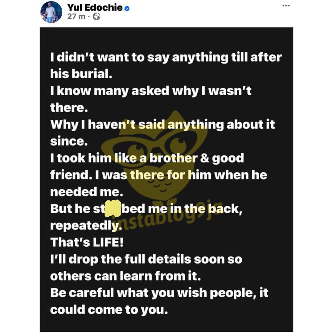 See what Yul Edochie said about Jnr Pope