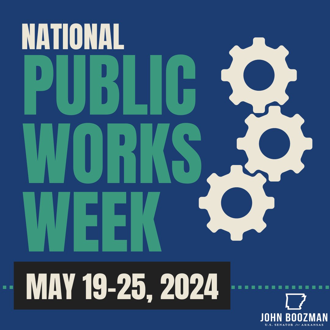 This week is dedicated to the public works professionals who play a critical role in ensuring Arkansas communities have the resources to support the needs of their residents. I’m proud to recognize their contributions. #NationalPublicWorksWeek