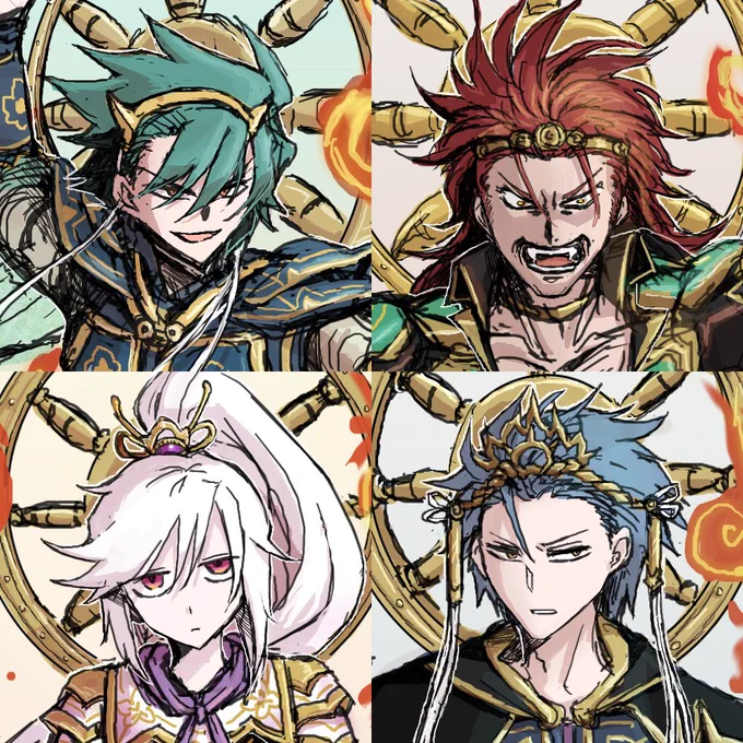 神仏系のキャラデザ気に入ってるのでまた何か描きたいけど、描くの大変過ぎる(でも描くなら鎧は描きたい) これは四天王と帝釈天