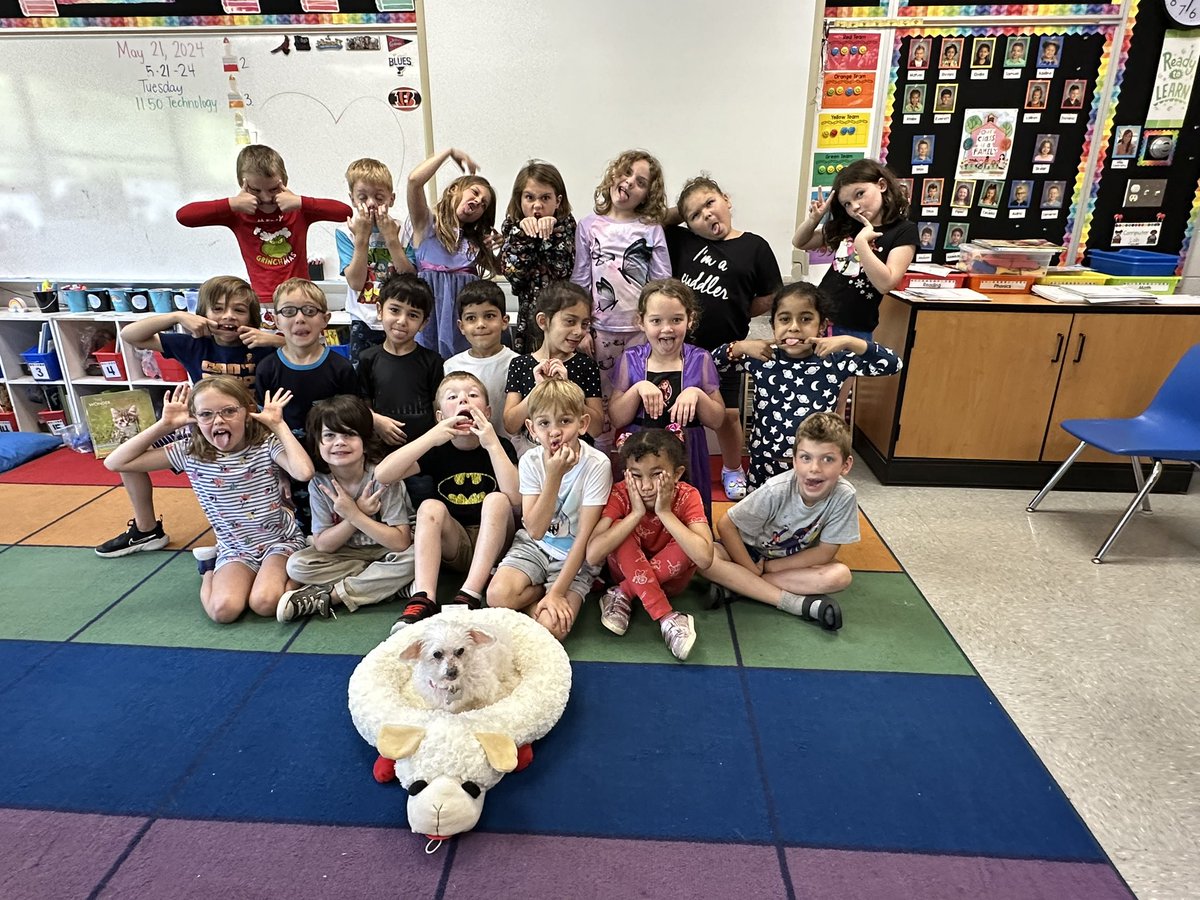 Special guest, Callie, enjoying her time in first grade.