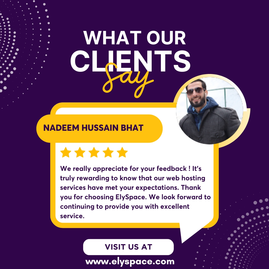 ElySpaceHosting's tweet image. We&apos;re dedicated to providing top-notch hosting services and your review confirms that we’re on the right track.

#ElySpaceHosting
#WebsiteHosting
#BestWebHosting
#HostingService
#HostingReviews
#UserFeedback
#ServiceReview
#ClientTestimonials
#FastHosting
#HostingPlans