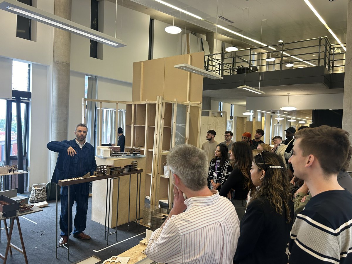 Brilliant to meet with #architecture students @leedsbeckett as they prepare models for their end of year show @Leedsarchitects