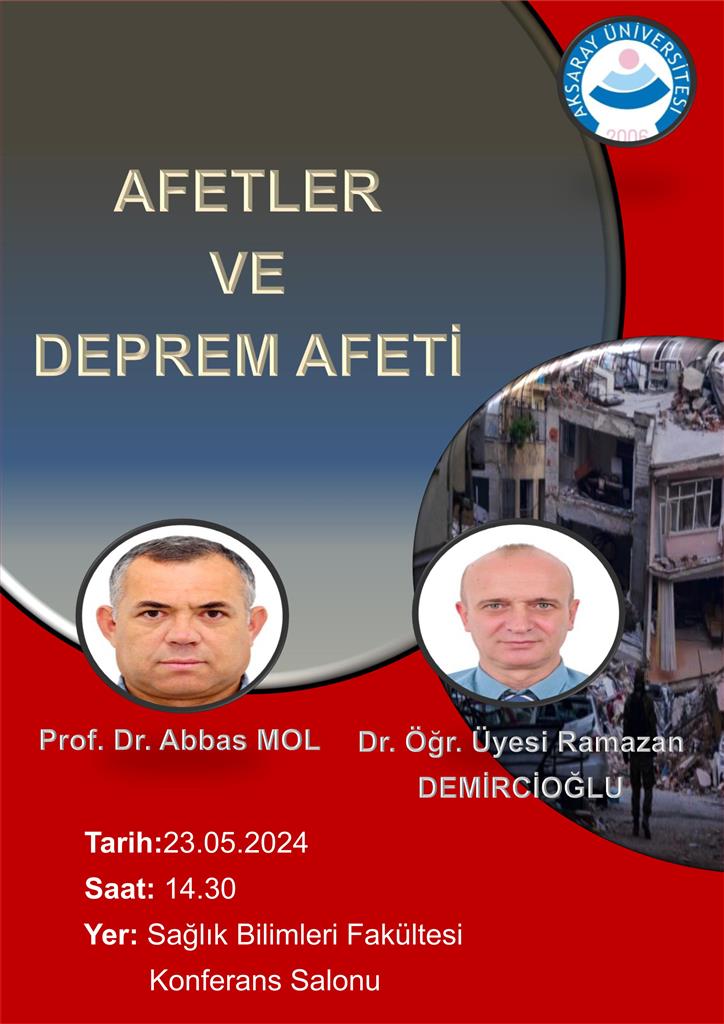 aksarayedutr's tweet image. Afetler ve Deprem Afeti 
🗓️23 Mayıs 2024 Perşembe
⏰14:30
📍Sağlık Bilimleri Fakültesi Konferans Salonu

#ASÜ #Aksaray #AksarayÜniversitesi