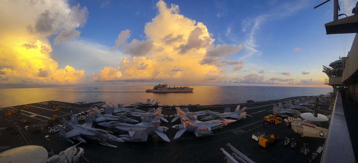 Views from the #nuclearfleet ⚓️
USNS Wally Schirra (T-AKE 8) sails alongside the Nimitz-class aircraft carrier USS Theodore Roosevelt (CVN 71) during a replenishment-at-sea in the U.S. 7th Fleet area of operations. 
#unmatchedpropulsion #harnesstheatom #challengewhatispossible