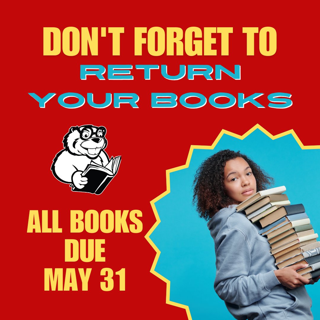 The end of the school year is coming up fast, and it's time to return your books! All library materials must be returned by May 31. Keep an eye out for info on our Summer Reading Program!