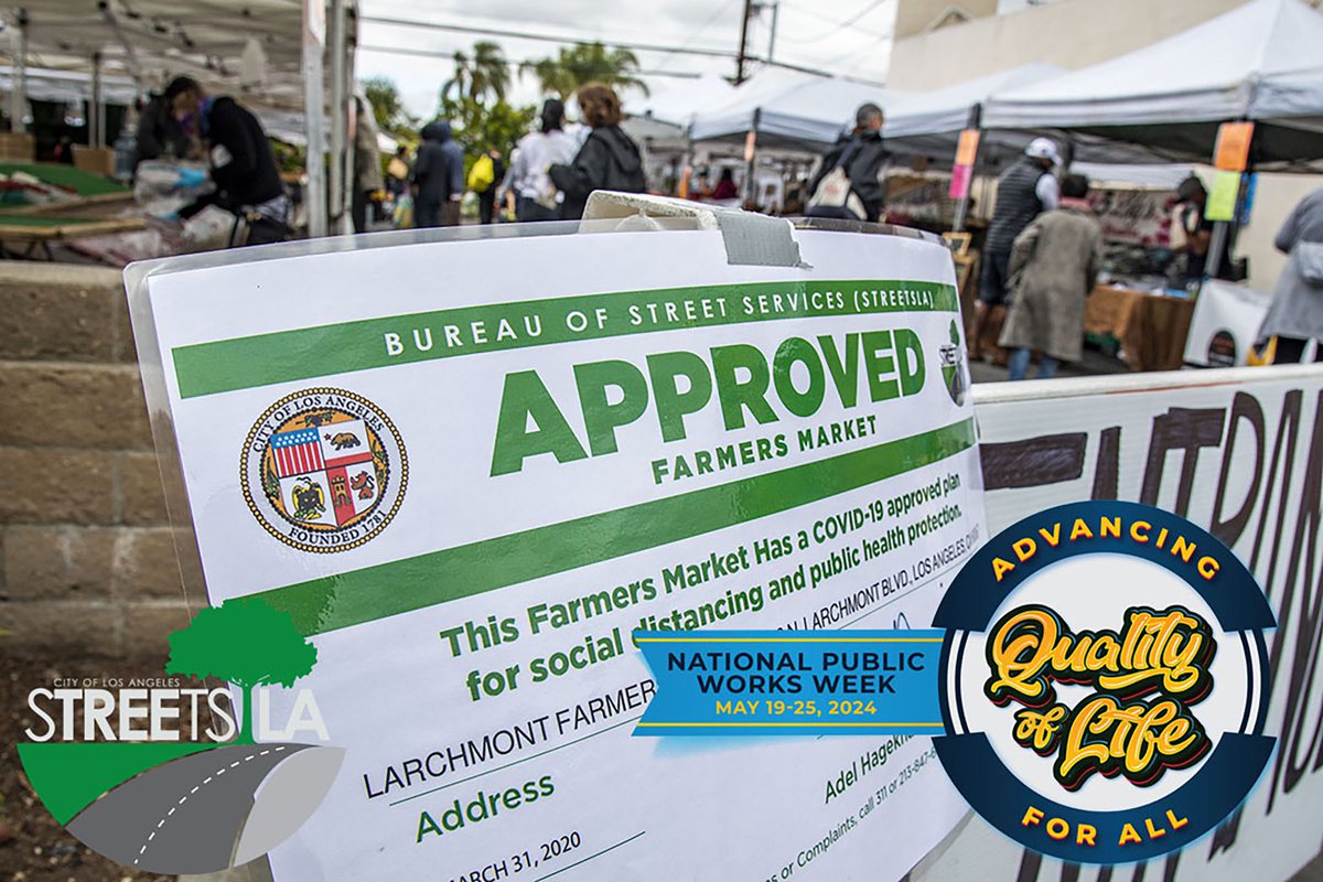 BSSLosAngeles's tweet photo. Sure, StreetsLA is known for filling potholes & trimming trees, but hereโs something surprising: We also permit special events across @LACity
Farmers markets, block parties, community fairs โ you name it, we help make it happen.
See you next time!
#NPWW #MadeYaLook
@LACityDPW https://t.co/XxBI3GKd9g