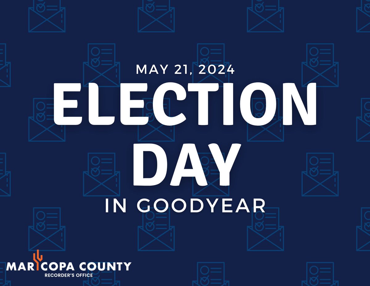 It's Election Day, Goodyear residents! 🗳️ Ballots for the Goodyear Jurisdictional Election must be returned by 7 p.m. tonight. Visit Locations.Maricopa.Vote to find your nearest secure ballot drop box location near you! 🗺️