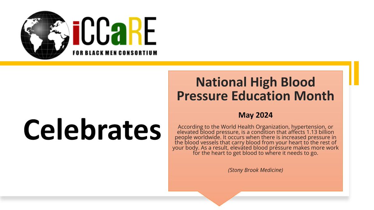 @iCCaRE4BlackMen celebrates National High Blood Pressure Education Month! National High Blood Pressure Education Month is the perfect time to raise awareness for high blood pressure prevention. Small choices made each day can make a positive impact in managing your blood
