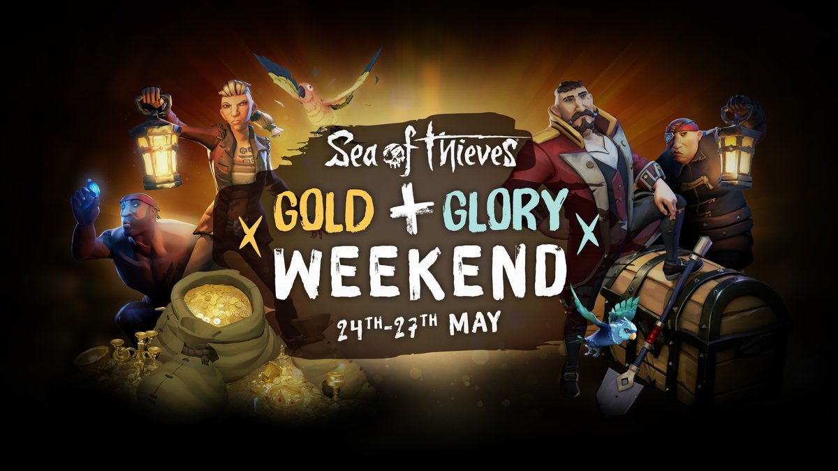 It's Gold &amp; Glory this weekend! Join us for our daily hosted fleets including Athena and Reaper only emissary fleets too! 

discord.gg/athenasvanguard 

#SeaOfThieves #Goldandglory
