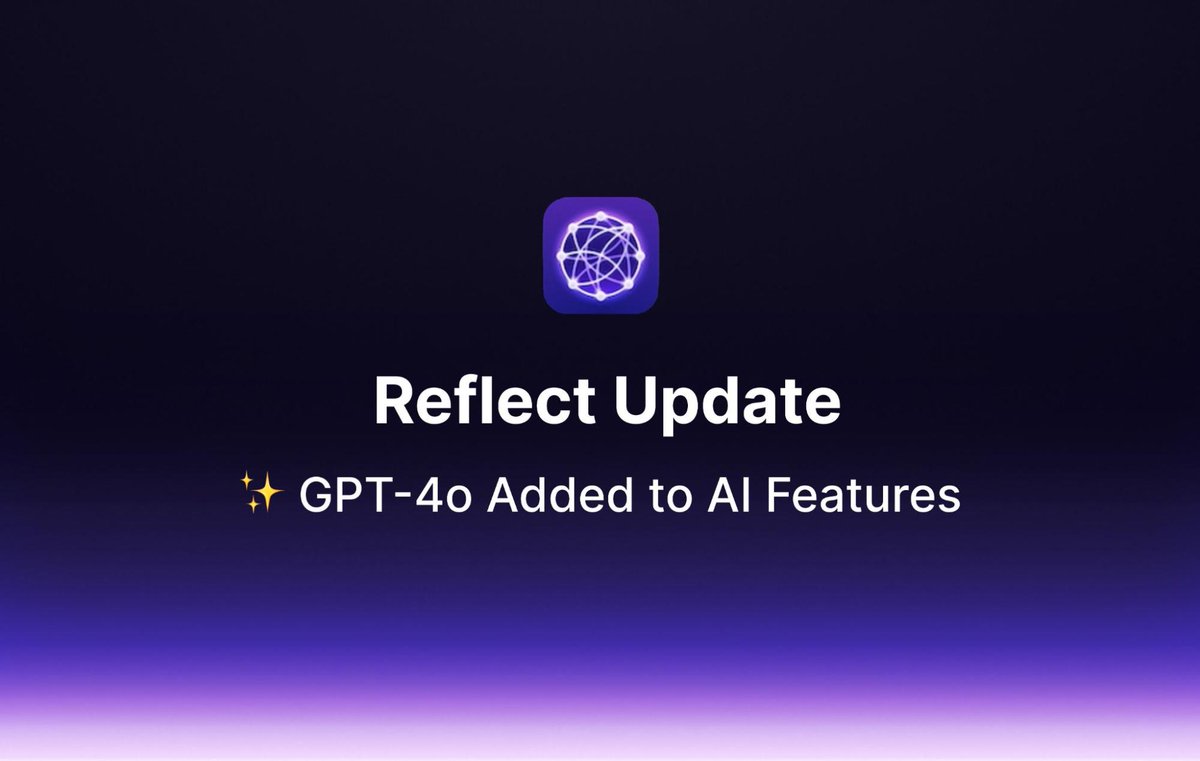 We’ve added GPT-4o to Reflect! You’ll notice our AI assistant, AI chat, and voice transcriber are all substantially faster. They also have a much higher context limit.