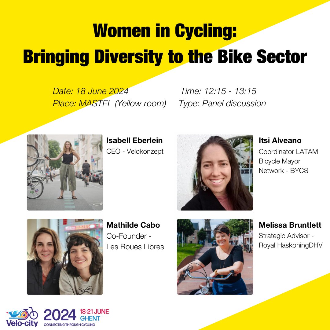 At Velo-city Ghent 2024, Itsi Alveano from BYCS will showcase the remarkable work of Latin American Women Bicycle Mayors. With 23 out of 35 LATAM mayors being women, they’re overcoming challenges and collaborating closely. #ECF #RoyalHaskoningDHV #Velokonzept #VeloCityGhent