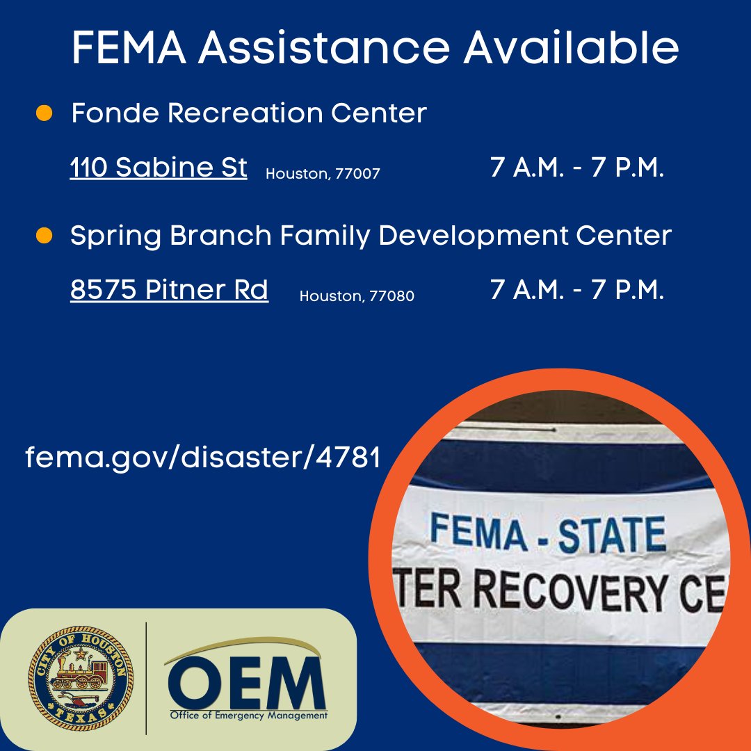 FEMA Assistance is Available for Impacted Houstonians. Texans who need help applying for FEMA assistance can meet with Disaster Survivor Assistance crews beginning today, May 21. ayr.app/l/XeUe ayr.app/l/Afrp