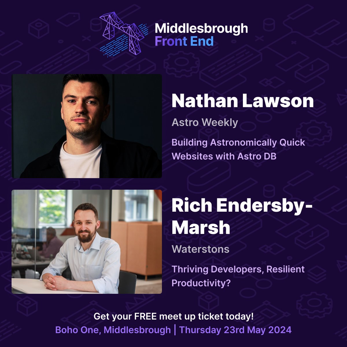 Fancy a few drinks, some pizza and a couple tech talks? Join us this THURSDAY at Boho One for two great talks by @nathanlawsn and Rich Endersby-Marsh! 🎟️ Get your FREE ticket here 👉 loom.ly/-5HKf8c