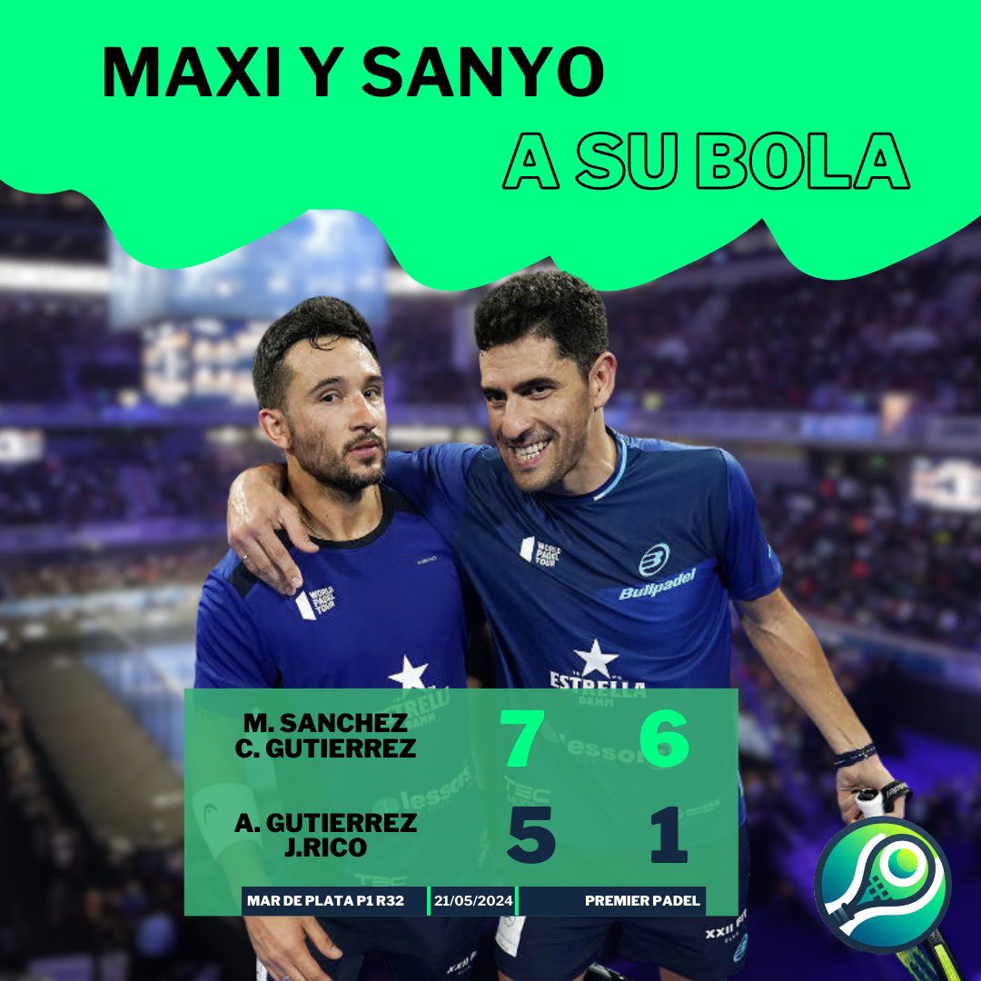 Racket_score's tweet photo. 🏆 ¡Sanyo Gutiérrez y Maxi Sánchez conquistan la victoria hoy en Mar de Plata! 🎾
Los argentinos han demostrado su destreza en la pista, dejando a sus oponentes sin opciones.
Enhorabuena 🤩
#padel #premierpadel #mardeplata #sanyo #gutierrez #maxisanchez #viral #racketscore https://t.co/9BIjP8VhnI