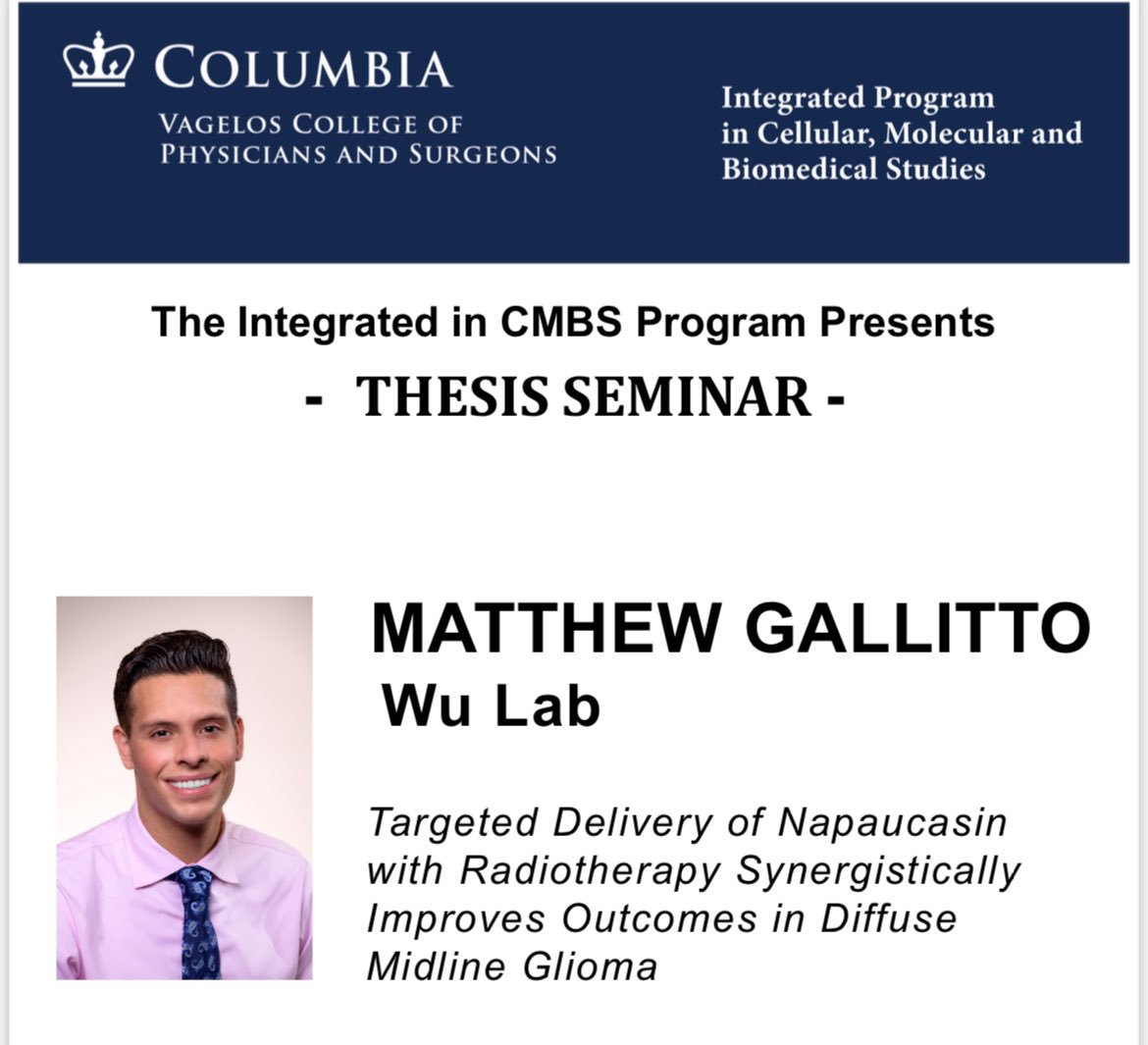 Join us tomorrow, May 22nd, at 1 PM for the Thesis Seminar of Matthew Gallitto from the Wu lab! See Basic Sciences Weekly Calendar for location.