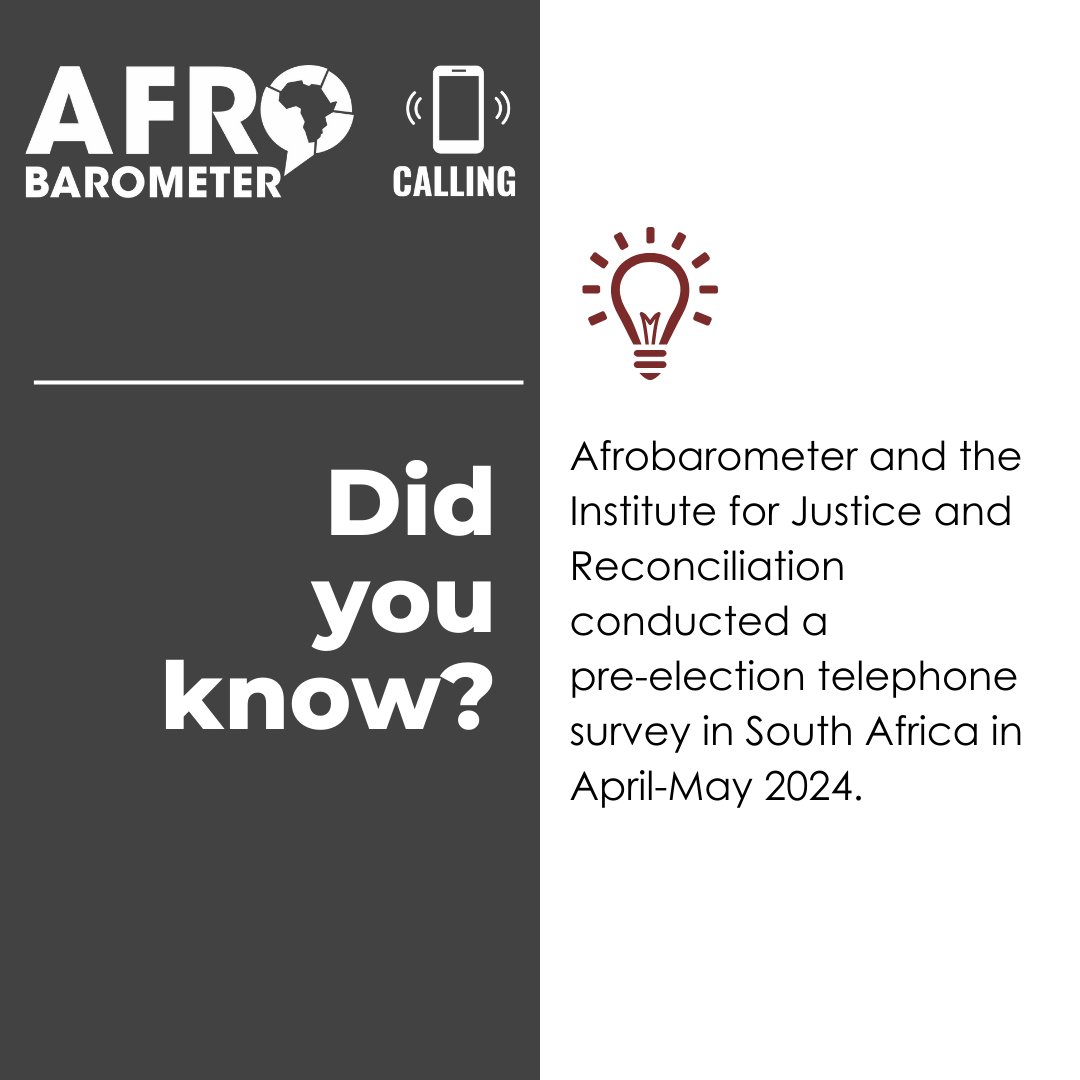 Did you know? The Institute for Justice & Reconciliation and @Afrobarometer conducted a pre-election survey in South Africa? #SAElections2024 #SouthAfricaDecides2024 #AfrobarometerCalling #VoicesAfrica