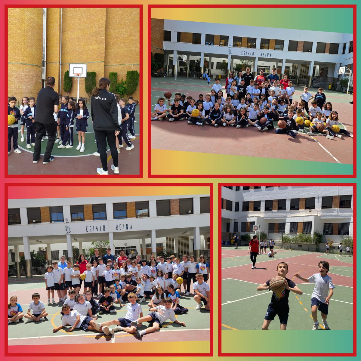 Presentación, para el alumnado de 1º a 4º de Educación Primaria, de la actividad deportiva “#baloncesto”, en colaboración con el Jaén CB, que será ofertada para el curso 24-25. ¡Una mañana muy divertida disfrutando de este maravilloso deporte! @jaen_cb #actividadesextraescolares