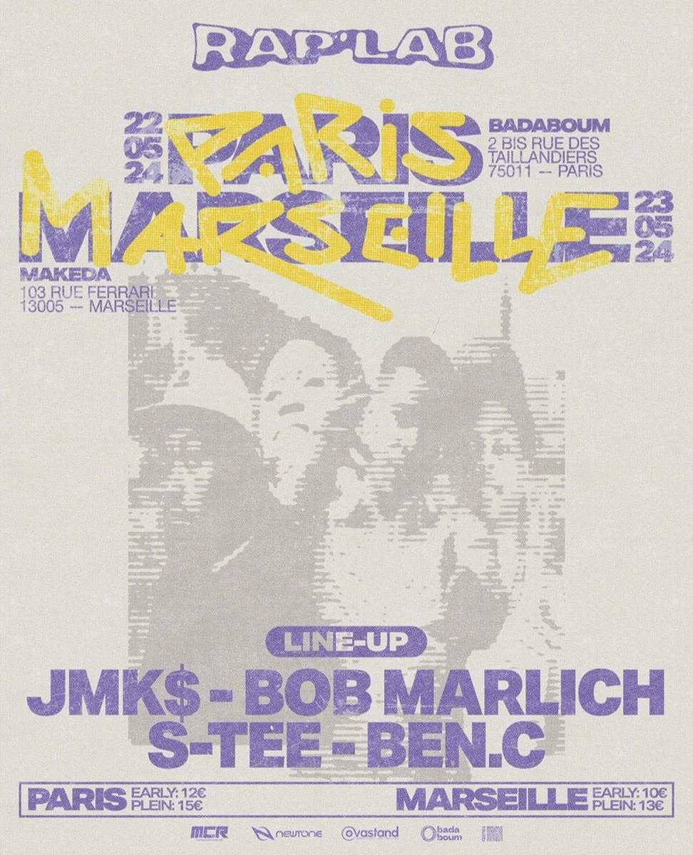 la_ppit's tweet photo. comment c'est grave d'avoir cette prog sur une même soirée, que des rookies qu'on kiffe 🔥

demain soir, @RapLab_Paris organise un concert avec Bob Marlich, S-Tee, JMK$ et Ben C, bien sûr qu'on y sera !

📍Badaboum, Paris 11ème 
🕐 Ouverture des portes à 19h30 https://t.co/3PciSNJH8s