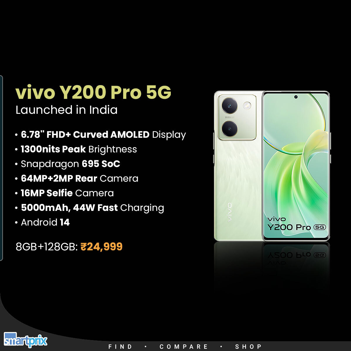 vivo Y200 Pro 5G launched in India with Snapdragon 695 smpx.to/VhlzVU Share your thoughts about pricing! #vivo #vivoY200Pro