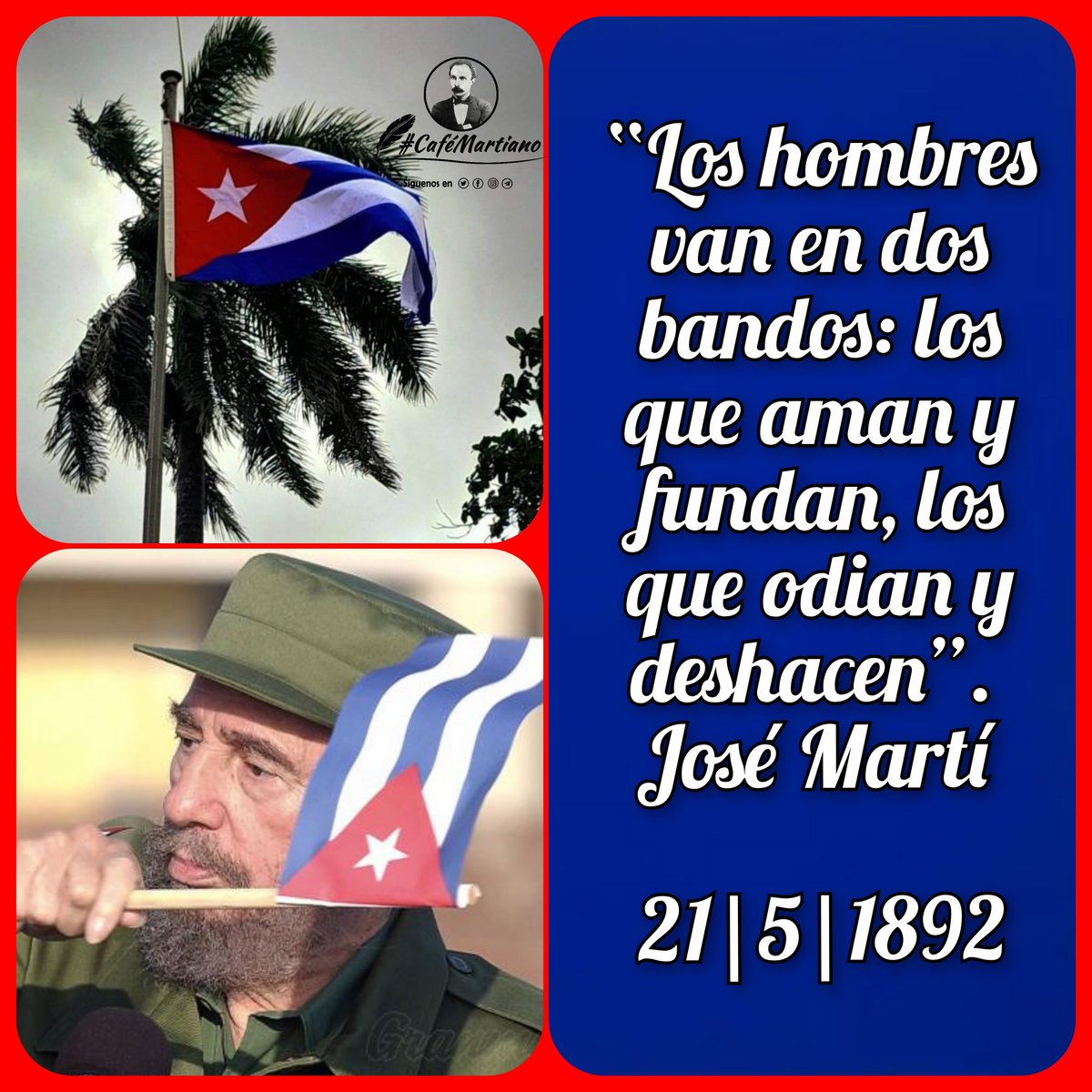 @cafemartiano @DiazCanelB @InesMChapman @agnes_becerra @TeresaBoue @EVilluendasC @YaquedeCuba @ValoresTeam1 @QbaDCorazon_ @cdr_cuba @PartidoPCC #CaféMartiano

Quien se levanta hoy con #Cuba se levanta para todos los tiempos #MartiVive

#CubaViveEnSuHistoria