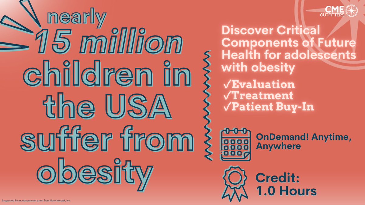NBCIBlackChurch's tweet photo. 🔓This @cmeoutfitters on-demand activity is about #obsity. Evaluation, Treatment, and Non-Stigmatizing Care of adolescnts with Obesity.
#MedEd #FOAMed #MedX https://t.co/TyDAwbNscq