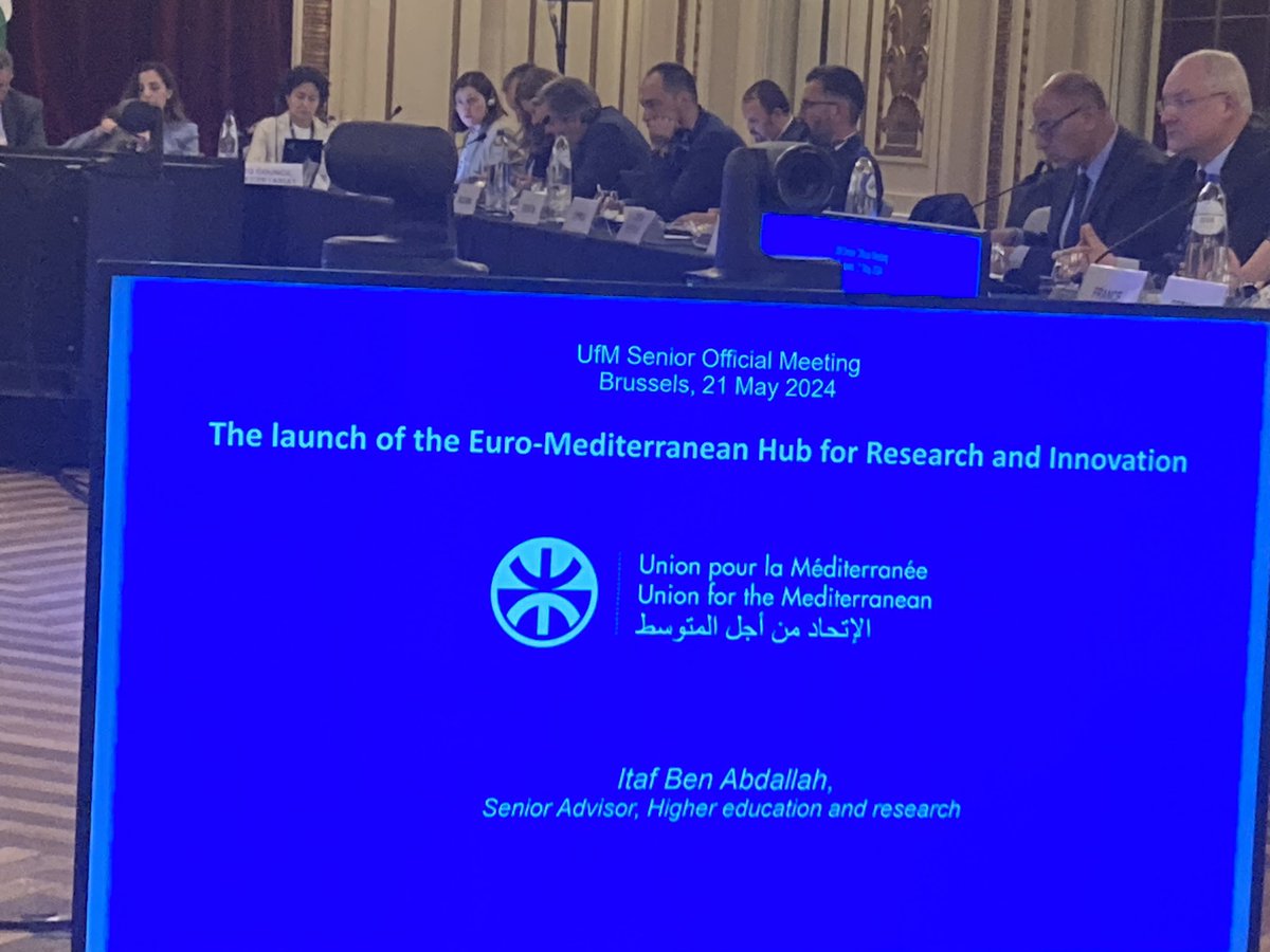 Today in Brussels presenting the Euromed Hub for Research and Innovation a new tool at the service of researchers, innovators, academic institutions and networks of the region during the UfM Senior Officials Meeting.