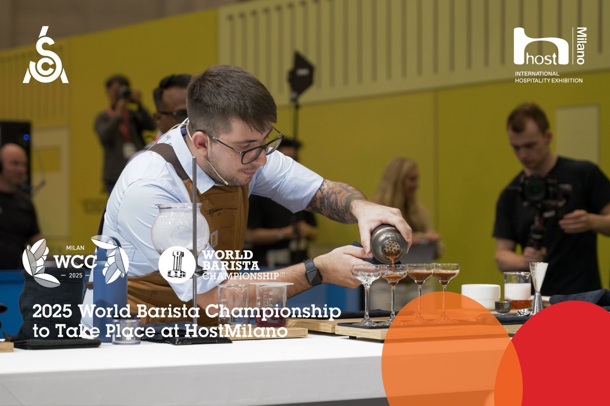 🇮🇹 Ciao, Milano! We are excited that the World Barista Championship returns to @HostMilano, October 17-21, 2025! Held in the birthplace of espresso, HostMilano offers an unparalleled platform for networking and the latest trends in hospitality. More: bit.ly/4bqEYTF