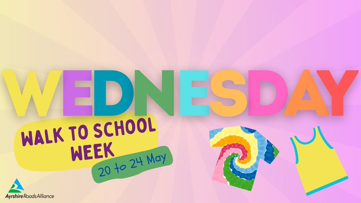🌟 Wednesday's theme for Walk to School Week: Bright Clothes or Accessories Day! 🌈 bring a burst of colour with bright clothes or vibrant accessories! Snap a pic showing your Wednesday style #WalkToSchoolWeek #activetravel 🌈 @EastAyrshire @southayrshire