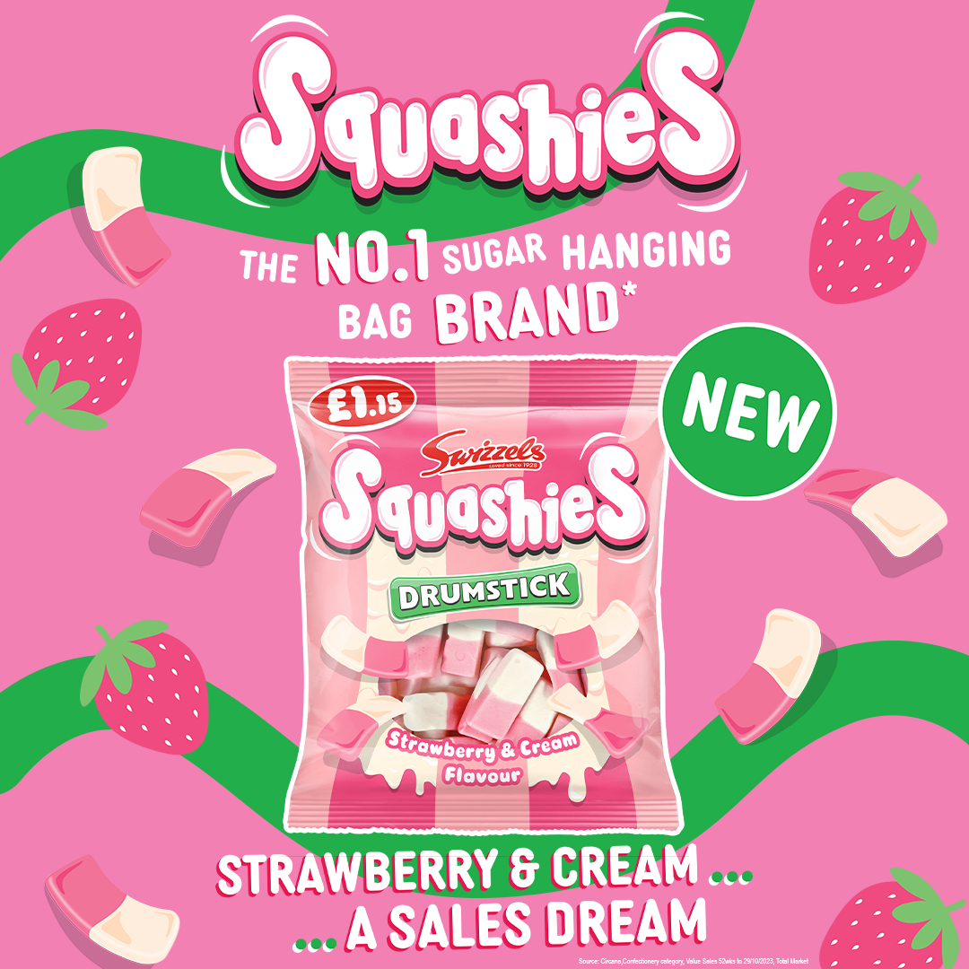 Are you stocking the No.1 Sugar Hanging Brand?! Pick up the NEW Squashies Strawberry & Cream today 🍓