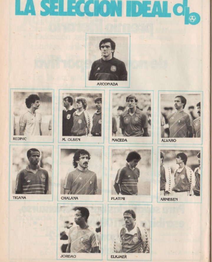 Se está acercando la #Eurocopa y recuperamos el 11 ideal de @DonBalon de una de las ediciones más increíbles de su historia - la de 1984. Con 2 jugadores del #Benfica y otro que jugó con nuestro escudo. 🔴⚪🦅

¿Sabéis cuáles son?