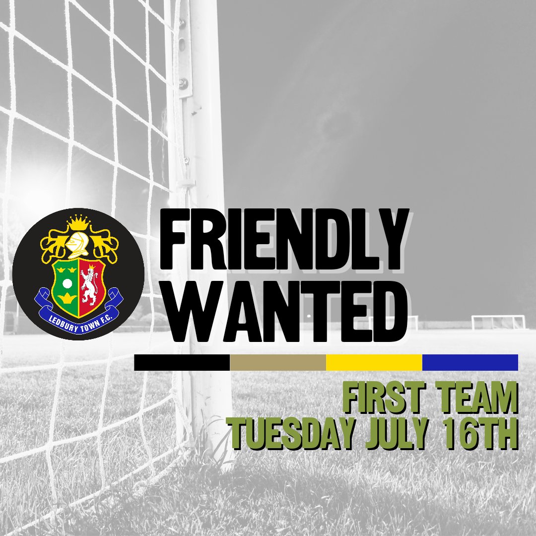 Our First Team is looking for a preseason friendly on July 16th. Needs to be an away game but we're happy to split costs. Please RT or DM if interested. @HerefordshireFA @HerefordshireFL @NorthGlosLeague @GlosCounty @SevernSport @matt_tunley